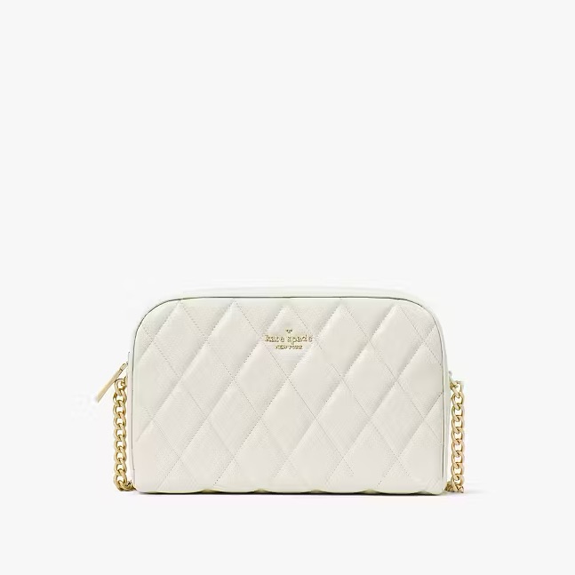 Kate Spade Carey Quilted Leather Chain Camera Crossbody Bag, Meringue White Nwt